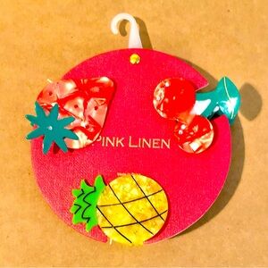 Pink Linen Fruit Hair Clips